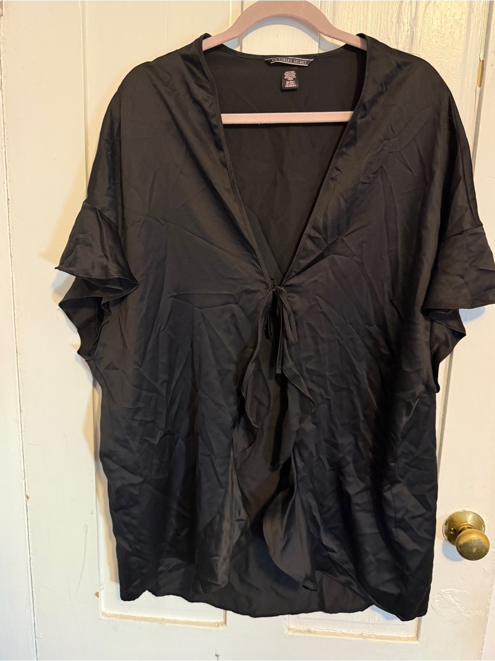 Victoria's Secret Black Satin Tie-Front robe